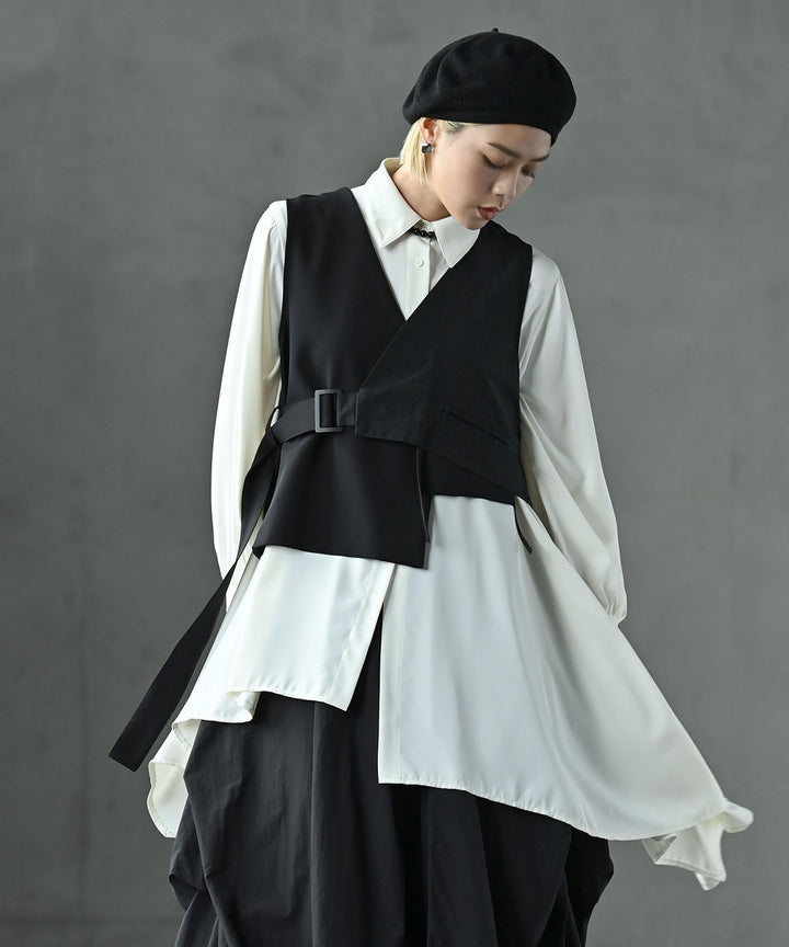 とろみアシンメトリーシャツ