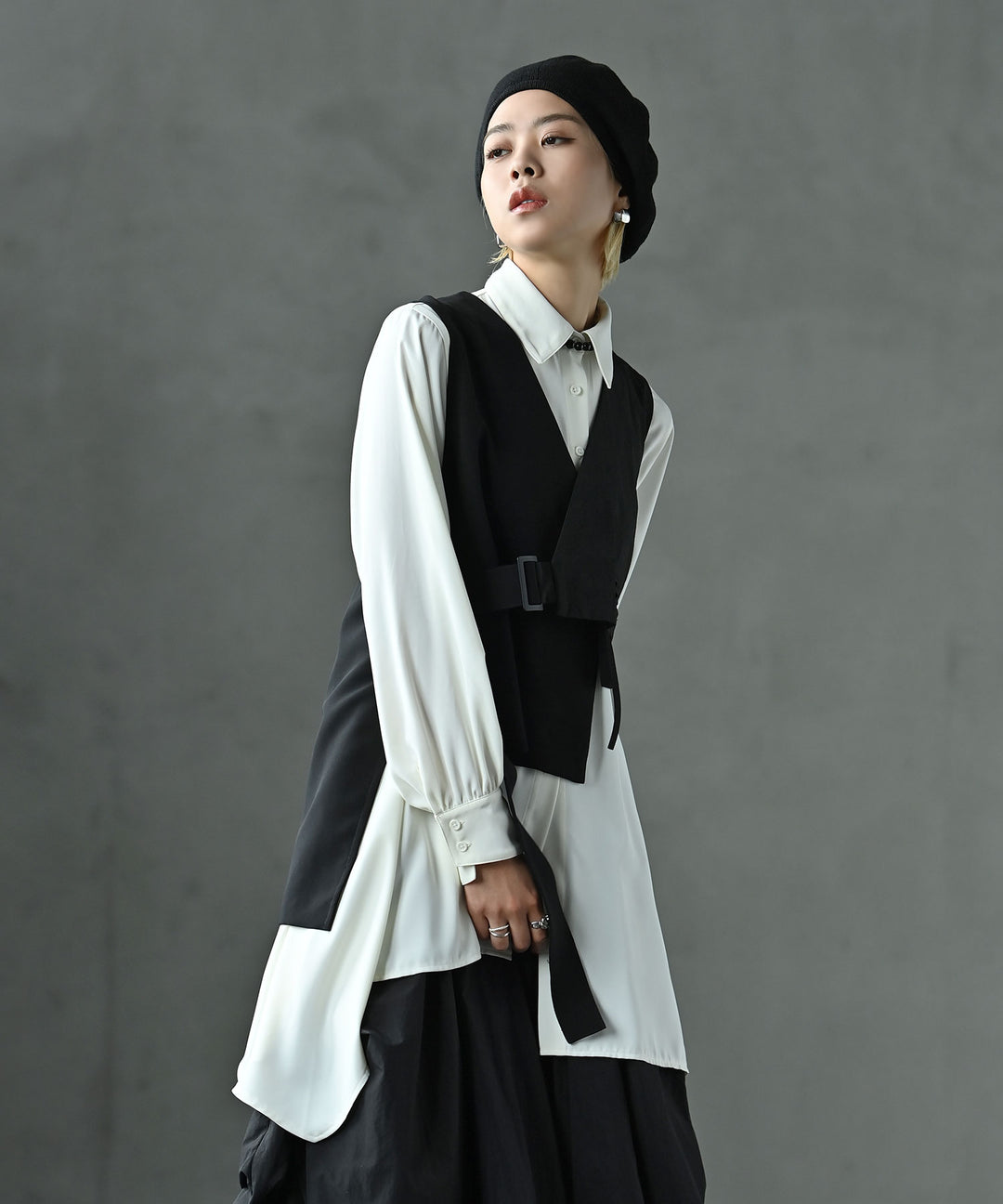 とろみアシンメトリーシャツ