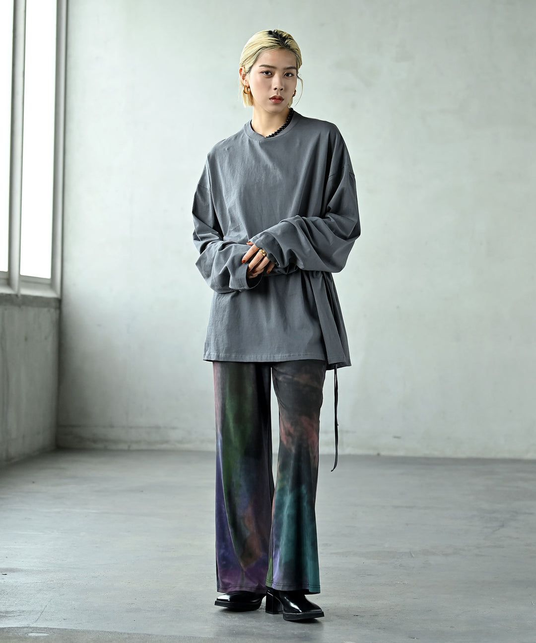 ロングスリーブウエストシェイプチュニックトップス