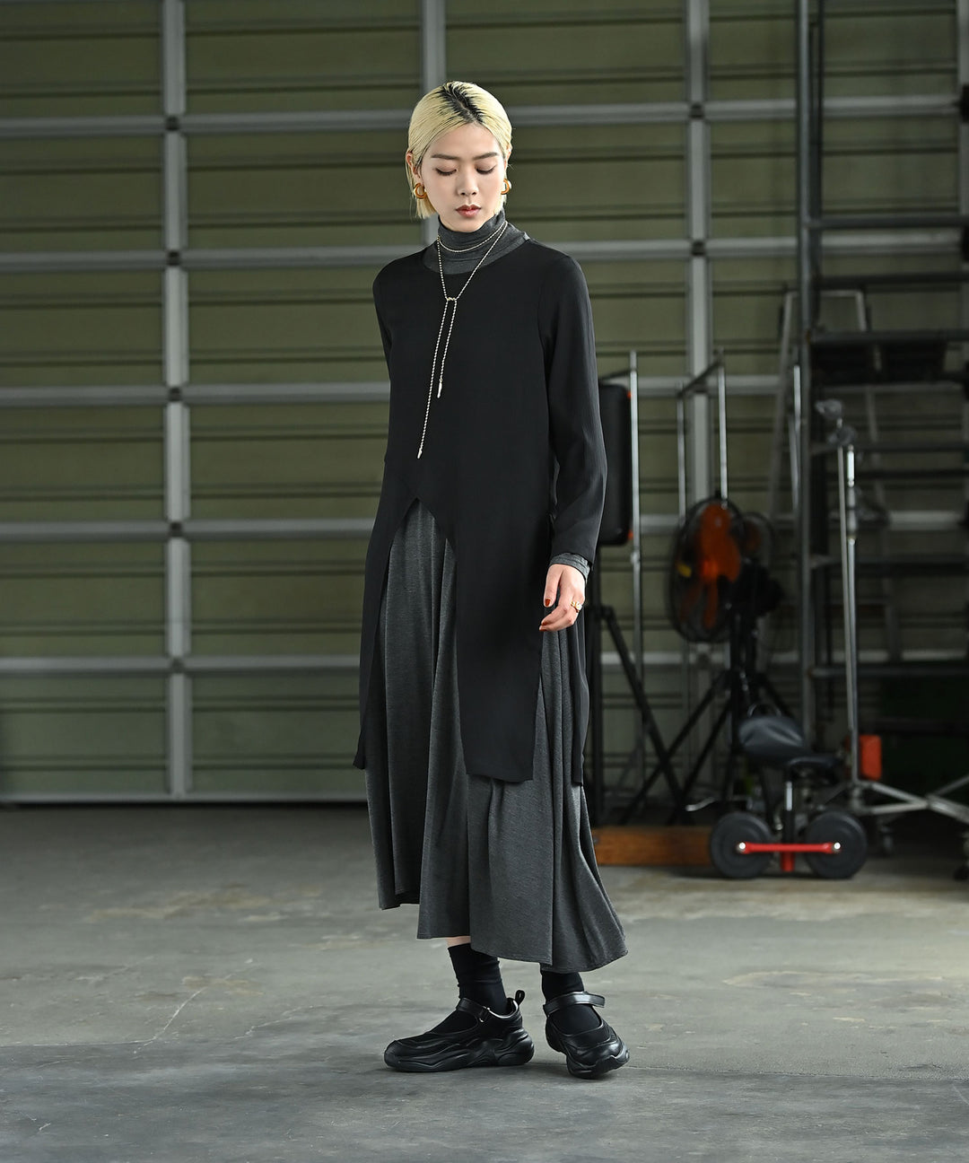 【しっとり肌触り】アシメタートルワンピース