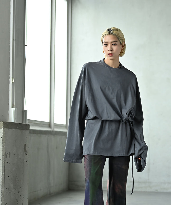 ロングスリーブウエストシェイプチュニックトップス