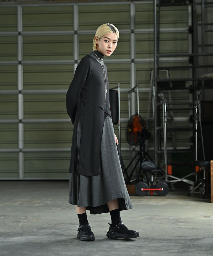 【しっとり肌触り】アシメタートルワンピース