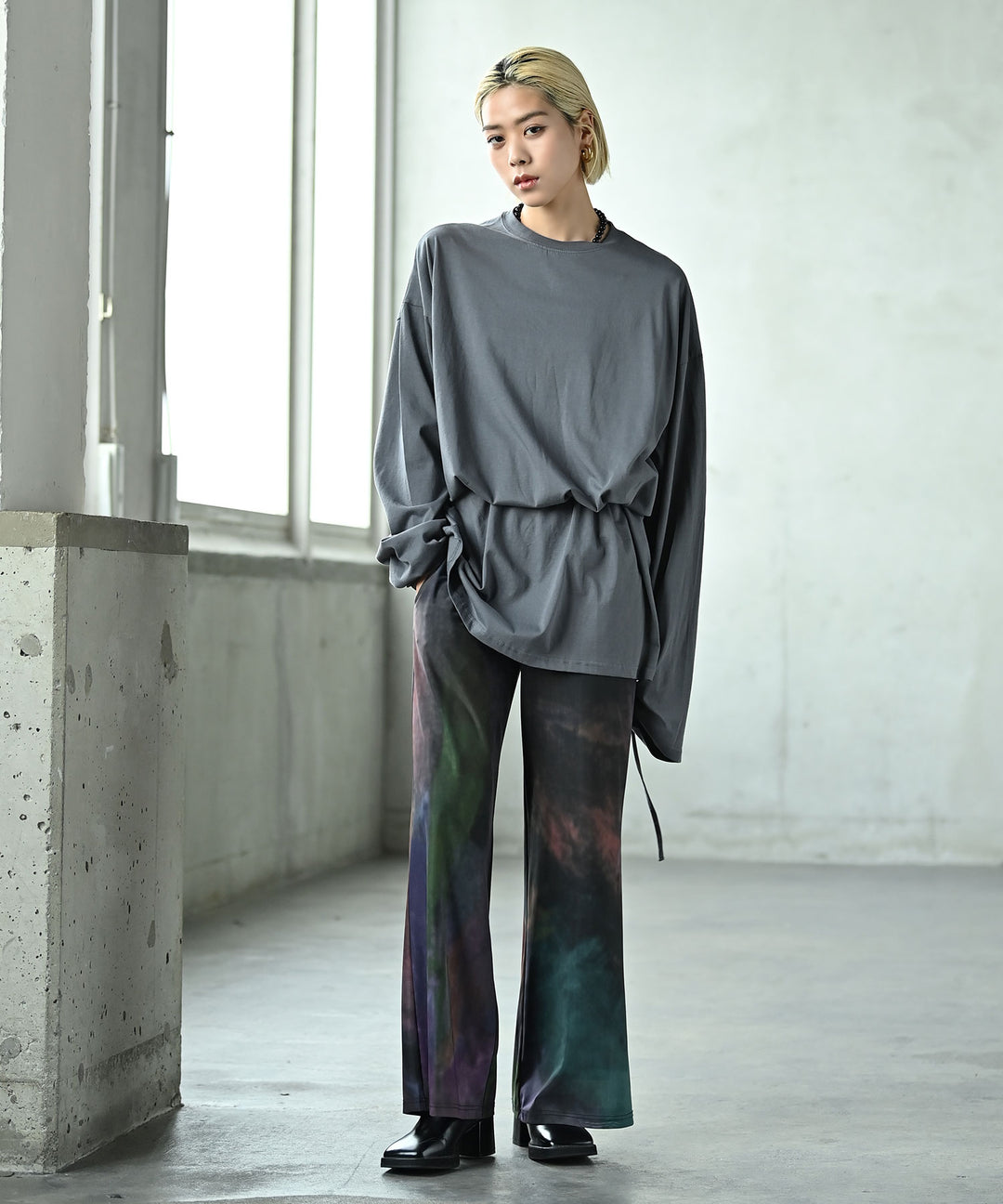 ロングスリーブウエストシェイプチュニックトップス