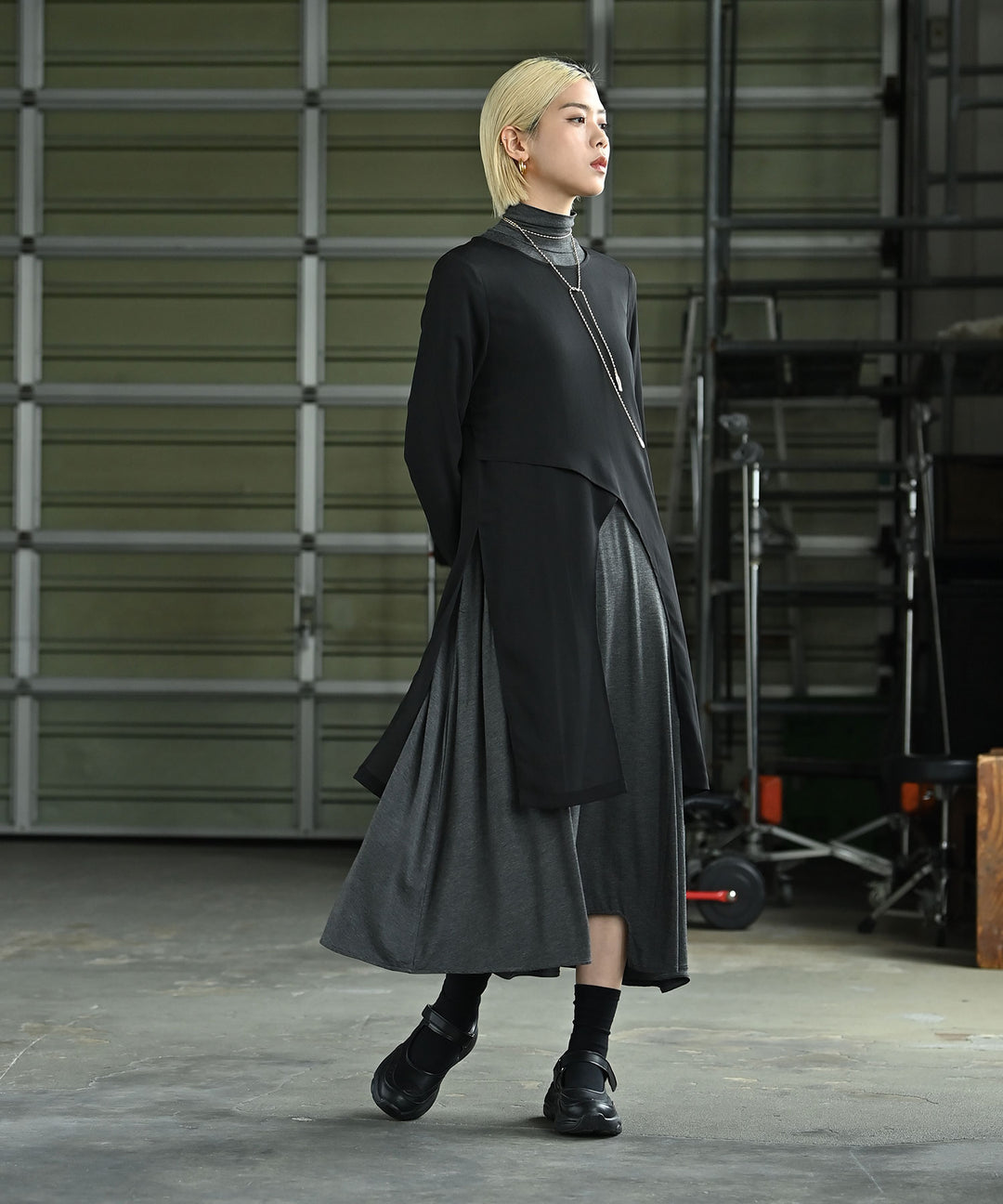 【しっとり肌触り】アシメタートルワンピース