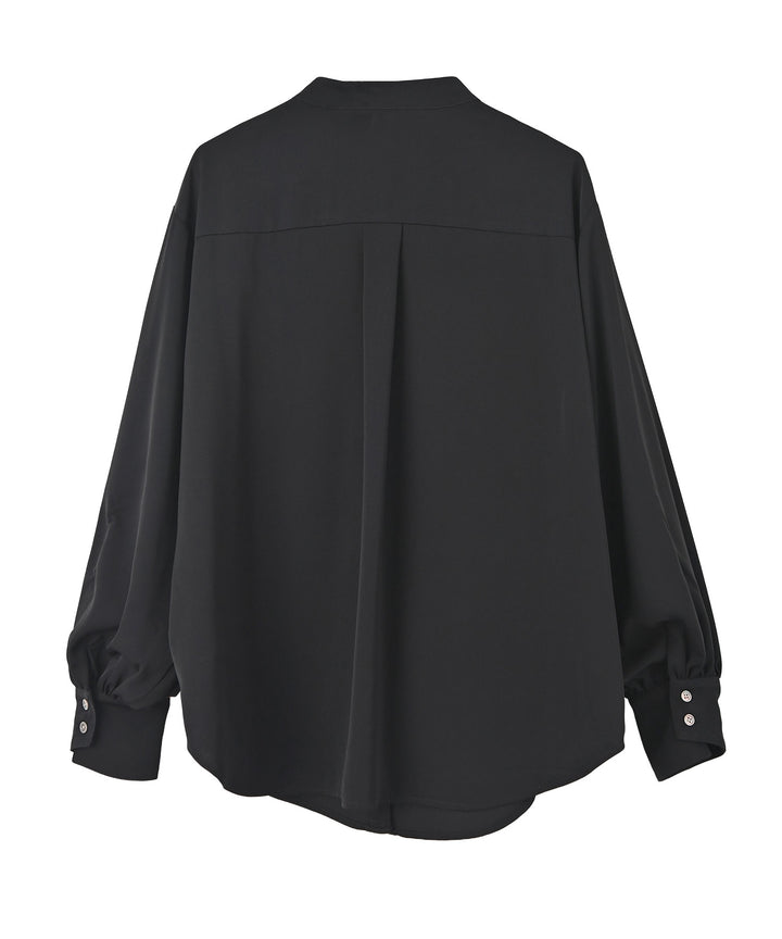 アシンメトリーラッフルスタンドシャツ