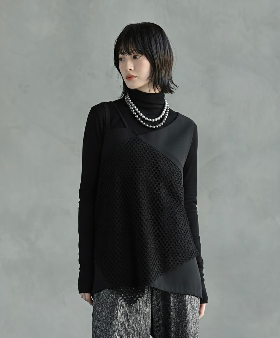 メッシュコンビネーションタンクトップ/トップス/ファッション/30代/40