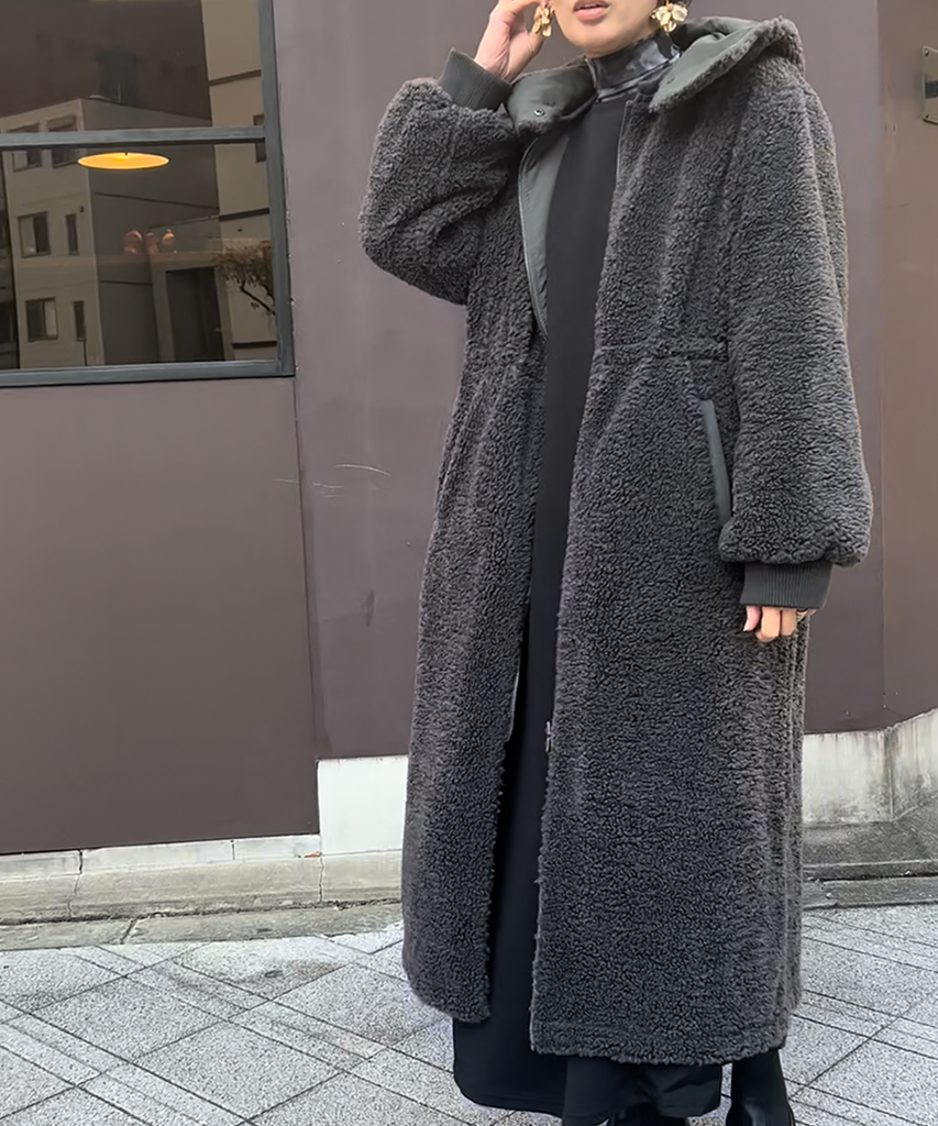 新品 funda mine 4WAY ボア ロング コート リバーシブル フード 4WAY ボアロングコート – funda mine