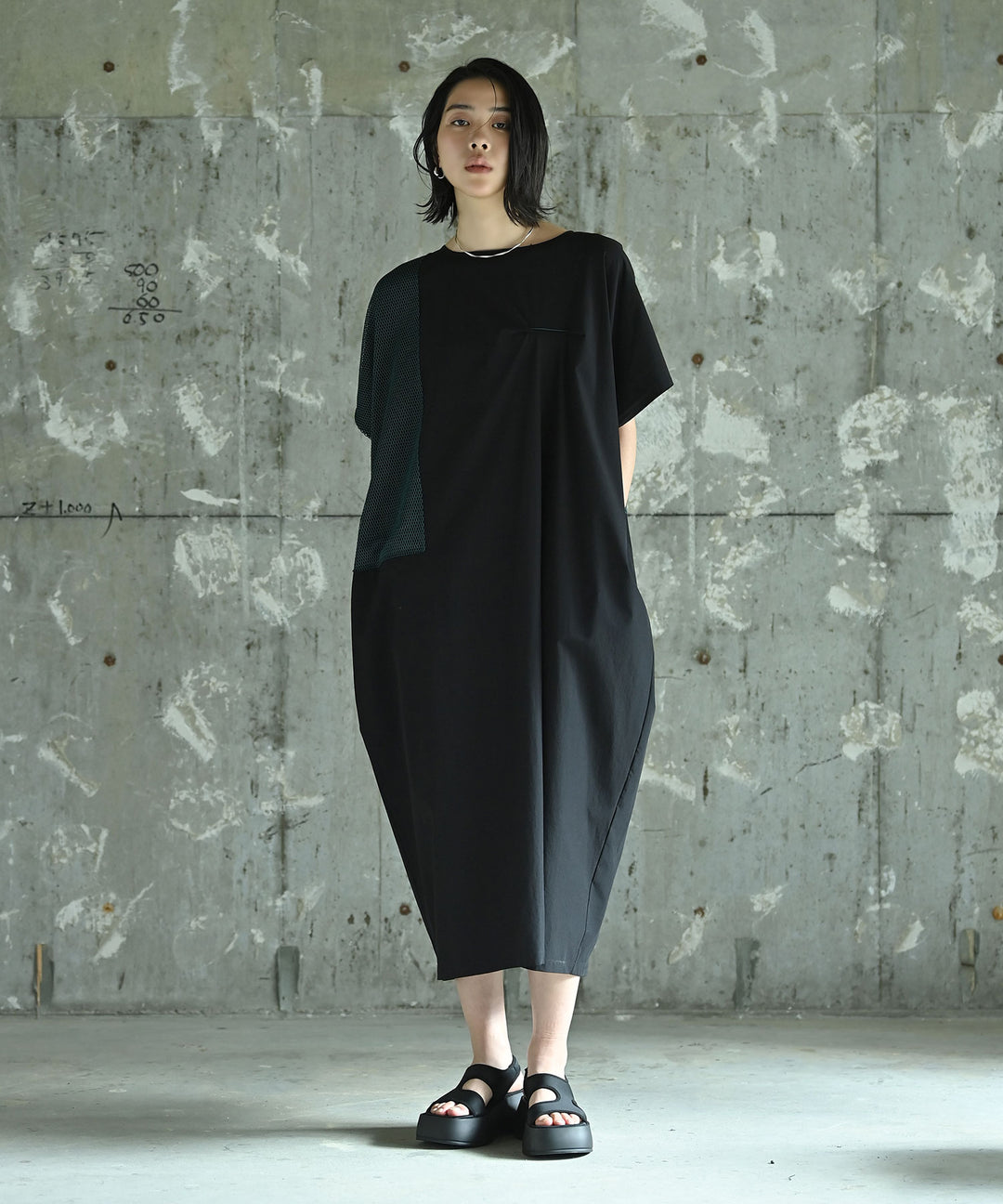 メッシュ切替ナイロンワンピース