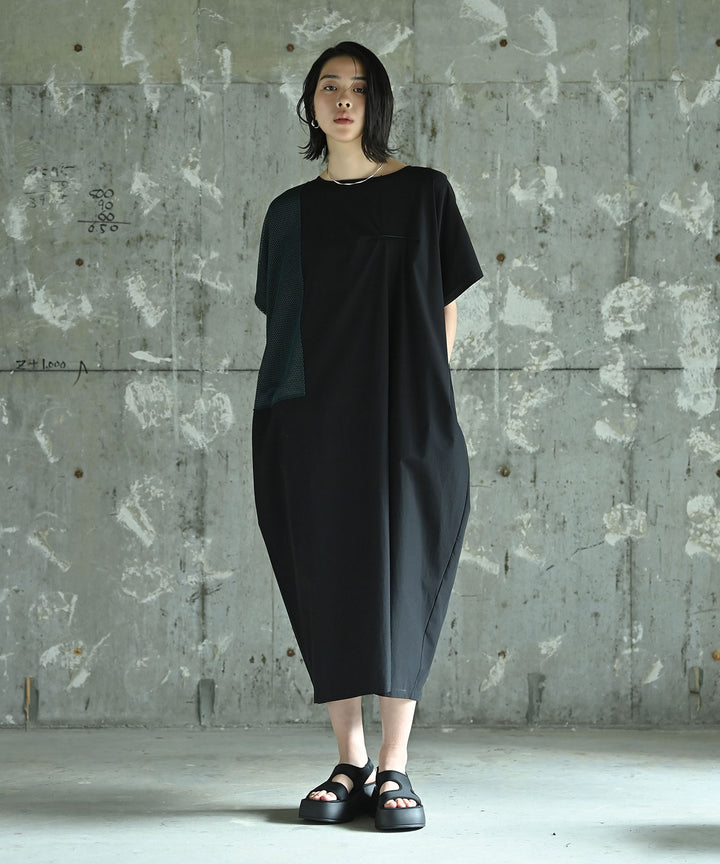 メッシュ切替ナイロンワンピース