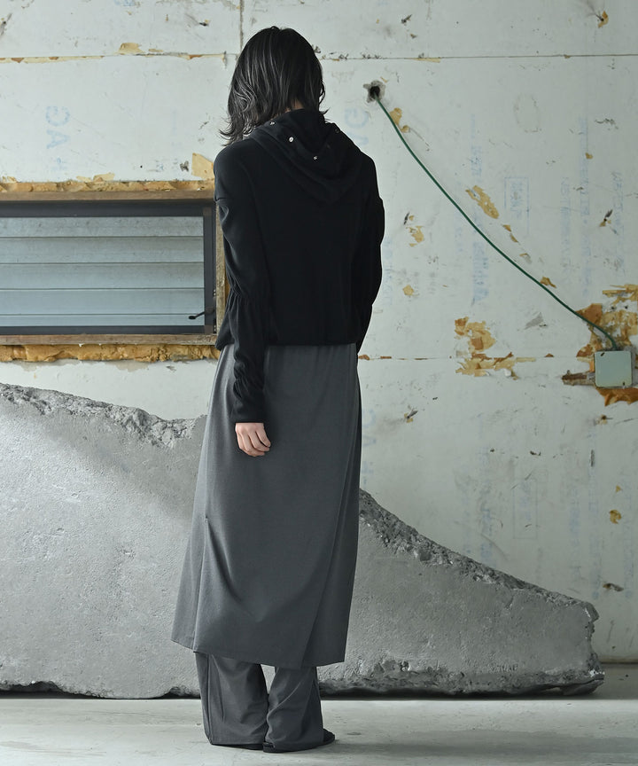 シャーリングスナップボタンフーディー