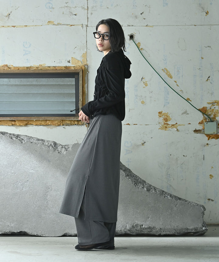 シャーリングスナップボタンフーディー