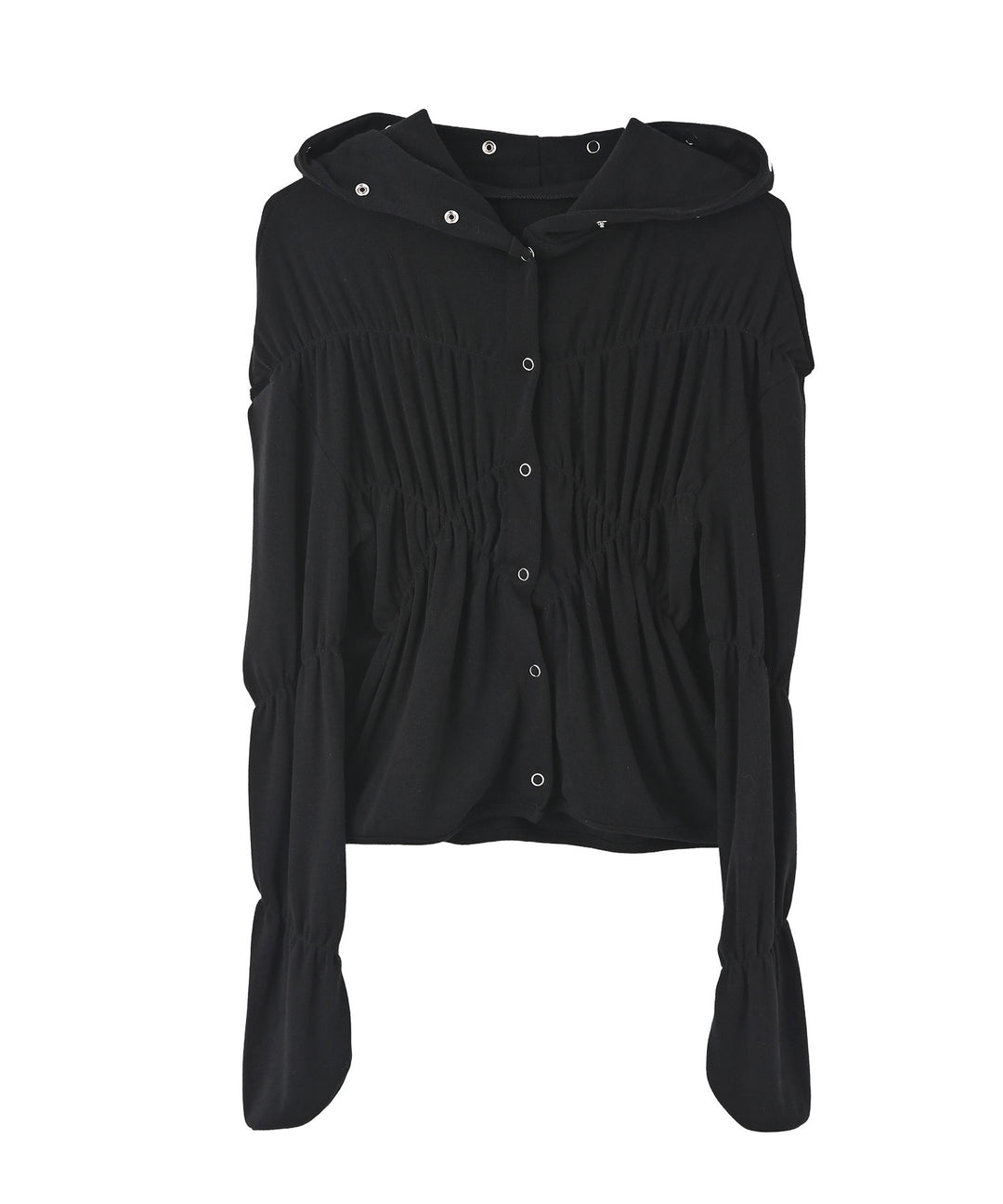 シャーリングスナップボタンフーディー