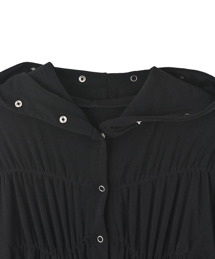 シャーリングスナップボタンフーディー