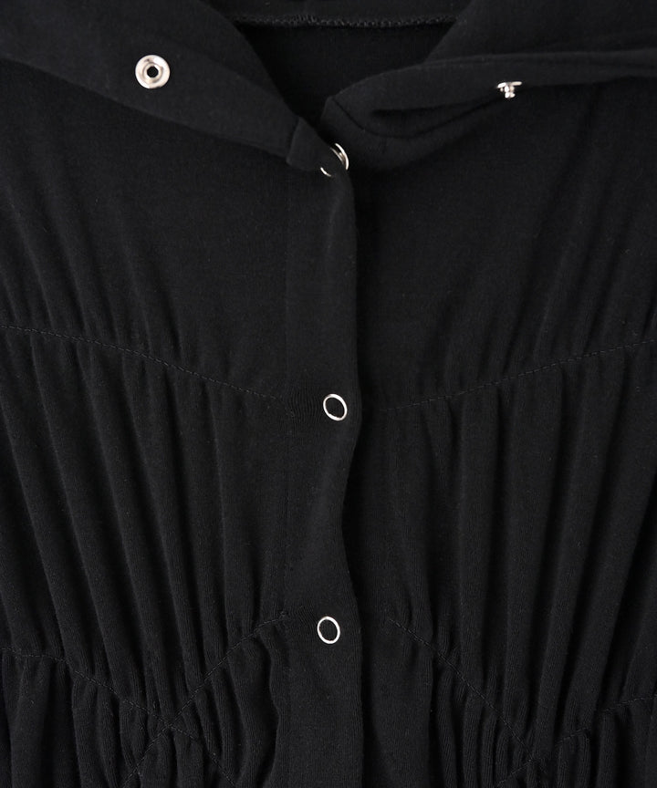 シャーリングスナップボタンフーディー