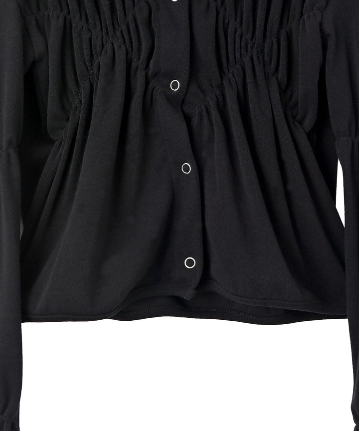 シャーリングスナップボタンフーディー