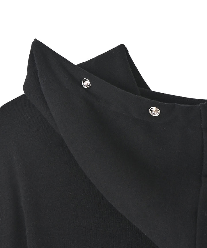 シャーリングスナップボタンフーディー