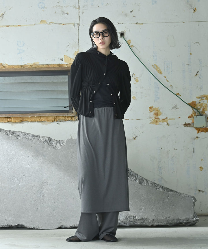 シャーリングスナップボタンフーディー