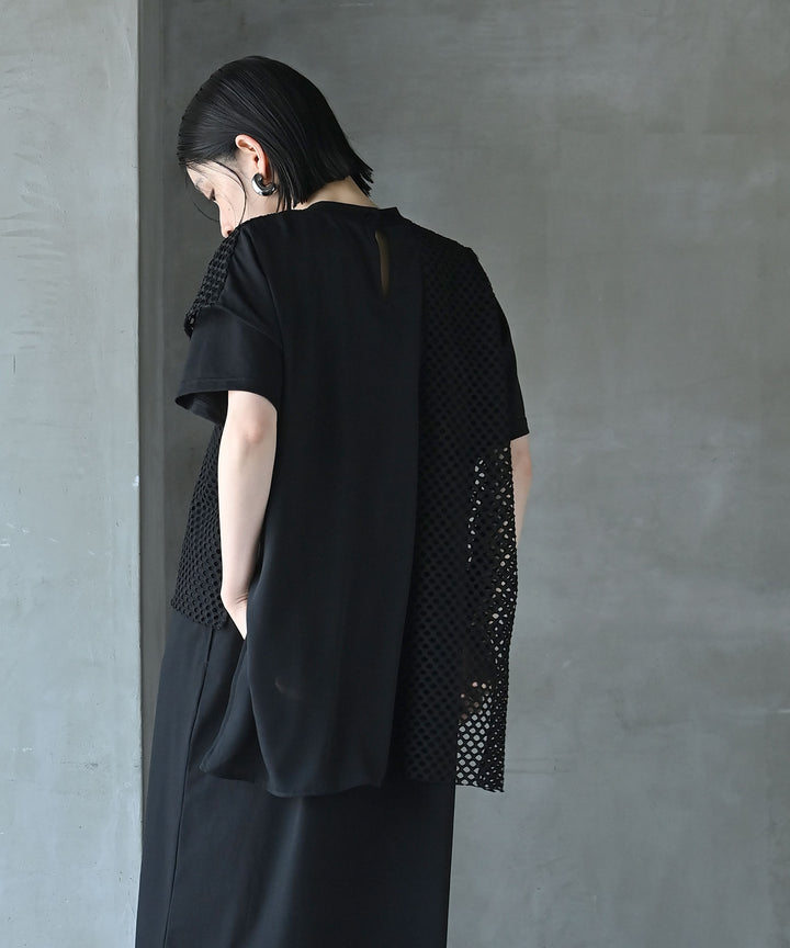 レイヤードメッシュTシャツワンピース