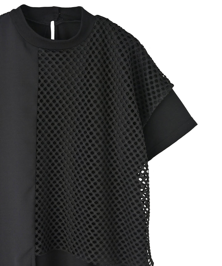 レイヤードメッシュTシャツワンピース