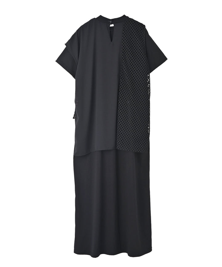 レイヤードメッシュTシャツワンピース