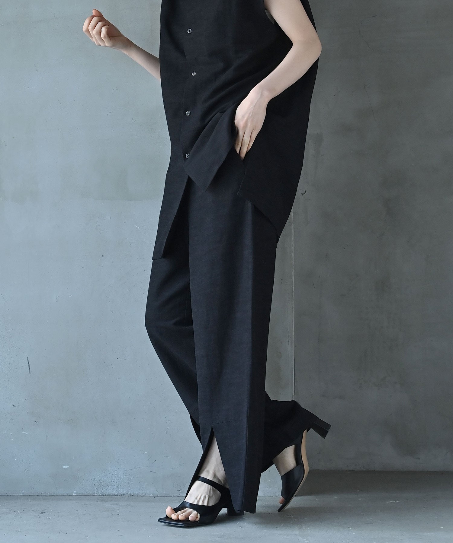 fundamine ファンダマイン　パンツ　黒 フローイングスカートパンツ（その他パンツ）｜funda mine