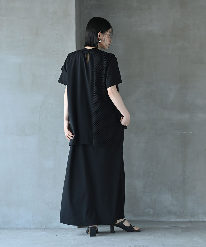 レイヤードメッシュTシャツワンピース