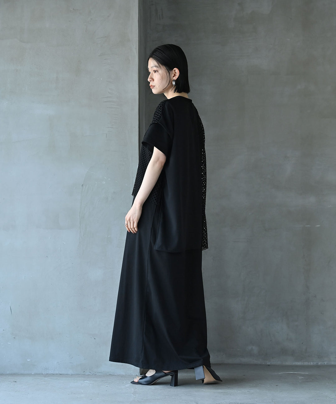 レイヤードメッシュTシャツワンピース
