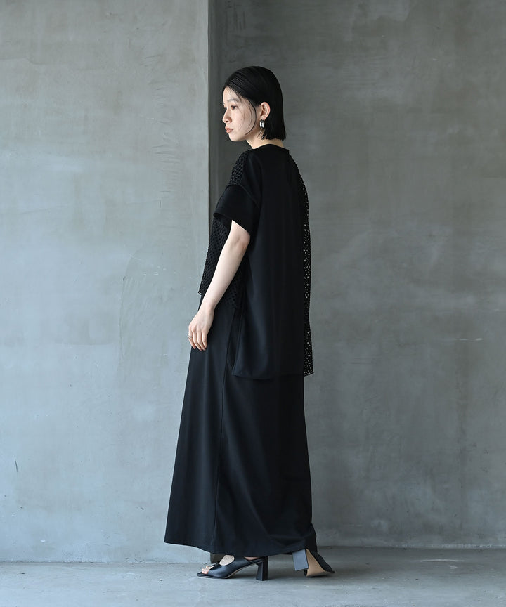 レイヤードメッシュTシャツワンピース