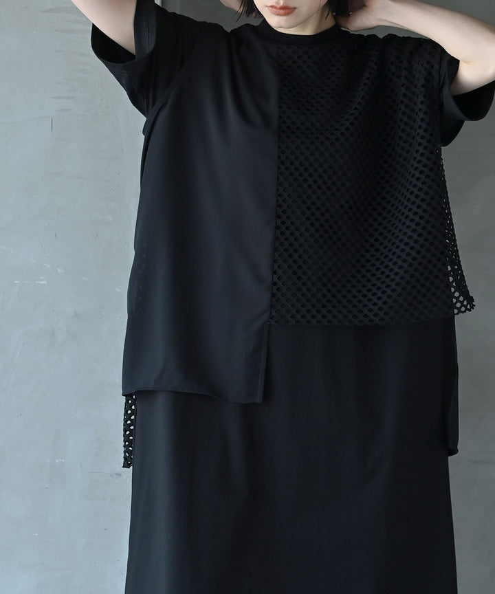 レイヤードメッシュTシャツワンピース
